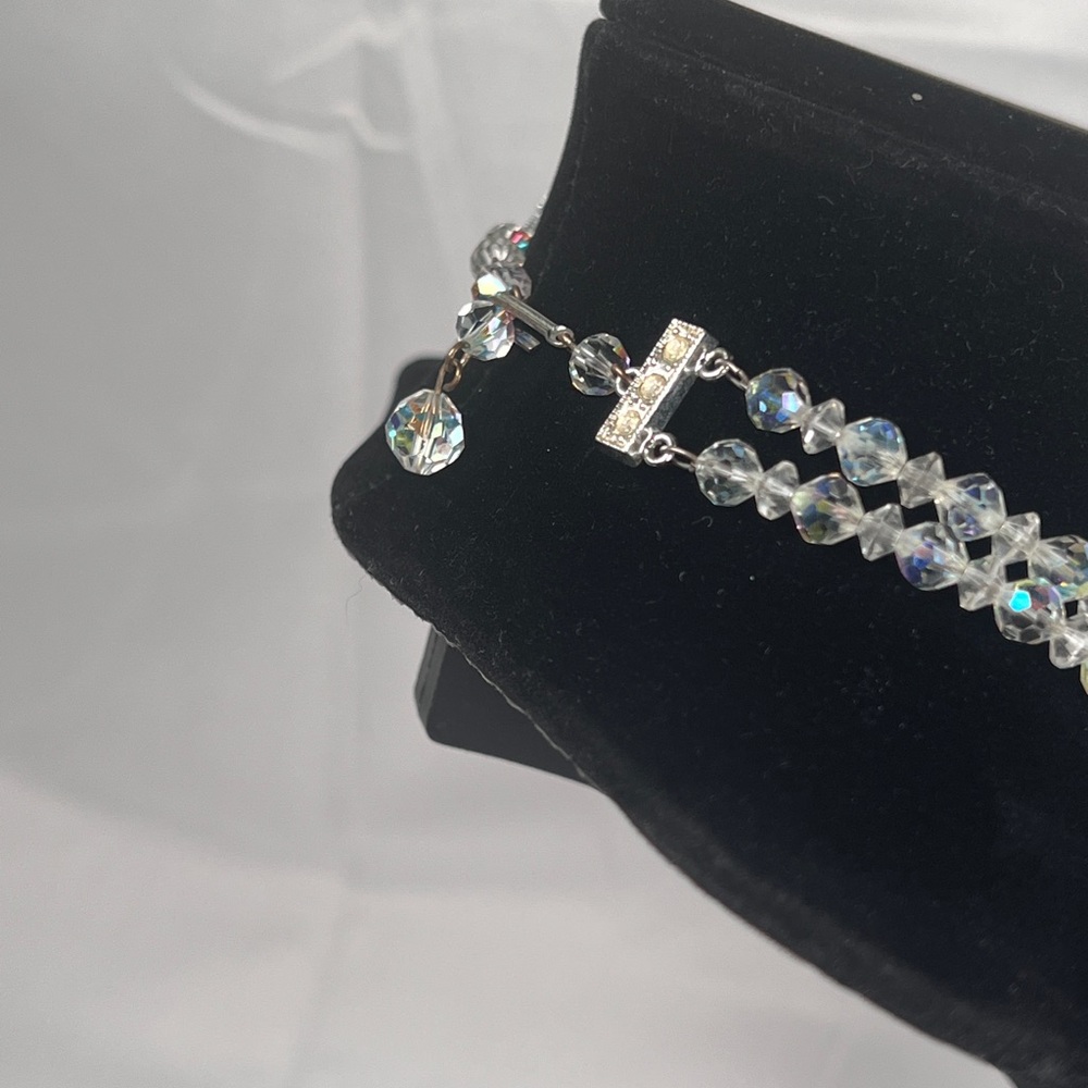 Elegant Vintage Aurora Borealis Double Strand Crystal Bead Necklace - Picture 5 of 8